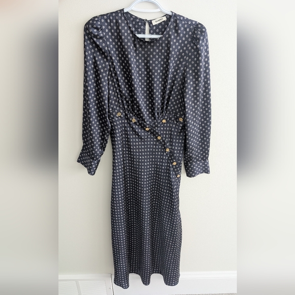 Sandro Midnight Blue Patterned Long Sleeve Dress - Picture 5 of 11